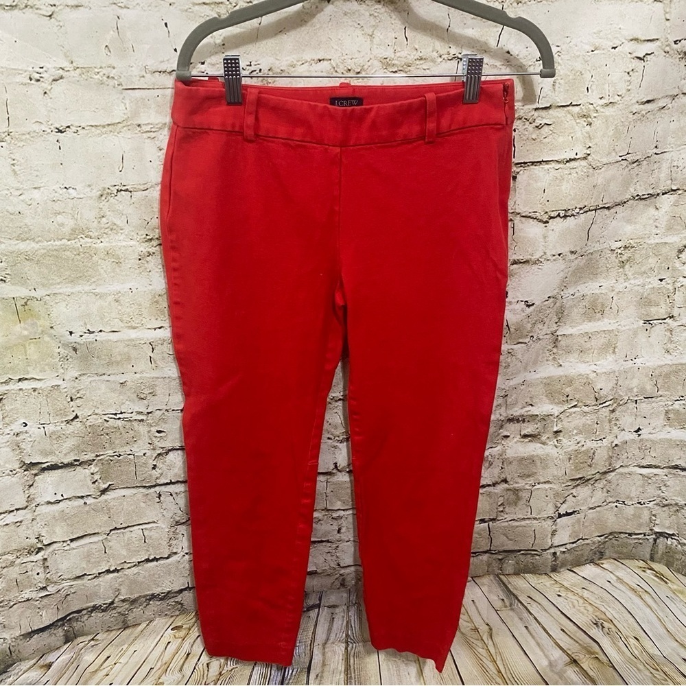 J Crew Red Winnie Ankle Pant Stretch Cotton